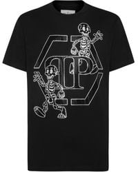 Philipp Plein - Rhinestone-Skeleton Cotton T-Shirt - Lyst