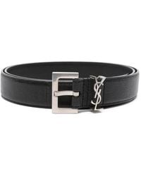 Saint Laurent - Cinturón YSL con placa del logo - Lyst