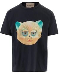 Valentino Garavani - Cotton T-Shirt With Le Chat De La Maison Print - Lyst