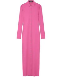 Versace - La Vacanza Crepe-Jersey Maxi Shirt Dress - Lyst