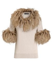Dolce & Gabbana - Feather-Trim Cashmere Top - Lyst