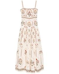 Agua Bendita - Robe Longue Lima Andes À Fleurs Et Superpositions Volantées - Lyst
