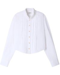 Sandro - Ruffled-Collar Pintuck-Detail Shirt - Lyst