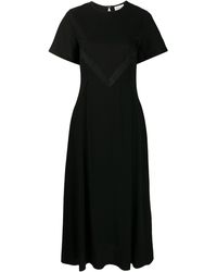 Moncler Robe mi-longue à patch logo - Noir