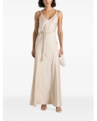 Manière De Voir - Saffron Satin Belted Maxi Dress - Lyst