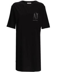 ARMANI EXCHANGE - Logo-Print T-Shirt Dress - Lyst