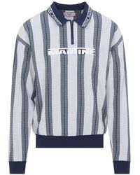 Martine Rose - Striped Zip Polo Shirt - Lyst