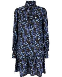 KARL LAGERFELD - Orchid-Print Silk Dress - Lyst