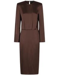 FEDERICA TOSI - Robe Mi-Longue En Satin À Épaulettes - Lyst