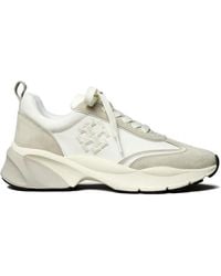 Tory Burch - Canvas And Leather Suede Sneakers - Lyst