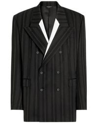 Dolce & Gabbana - Sicilia Double-Breasted Pinstriped Virgin Wool Jacket - Lyst