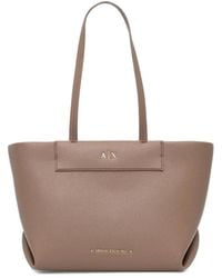ARMANI EXCHANGE - Logo-Plaque Pebbled-Effect Tote Bag - Lyst