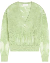 Dries Van Noten - Trui Met V-Hals En Kant - Lyst