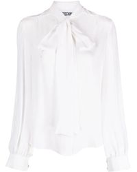 Moschino - Blouse En Soie À Col Lavallière - Lyst
