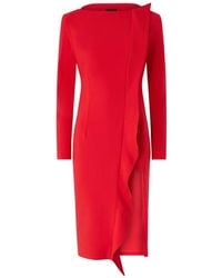 Pinko - Midi Sheath Dress With Ruffle And Open Back - Lyst