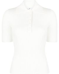 Courreges - Logo-embroidered Ribbed-knit Polo Top - Lyst
