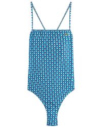 Lacoste - Überkreuzter Badeanzug mit geometrischem Print - Lyst