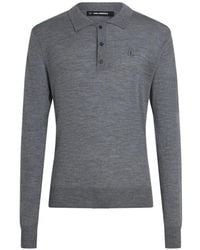 KARL LAGERFELD - Merino Wool Long-Sleeved Polo Shirt - Lyst