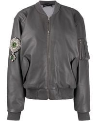 David Koma - Embellished Leather Bomber Jacket - Lyst