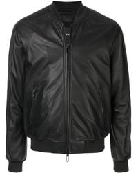 Emporio Armani Veste bomber en cuir artificiel - Bleu