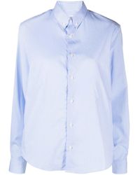Sporty & Rich - Camicia src bianca e blu in cotone - Lyst