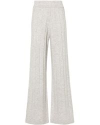 Allude - Mélange Ribbed Wide-leg Trousers - Lyst