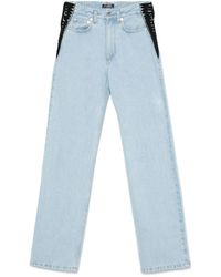 Mugler - Straight-Leg-Jeans Mit Schnürung - Lyst