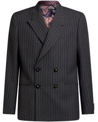 Etro - Pinstripe Double-Breasted Blazer - Lyst