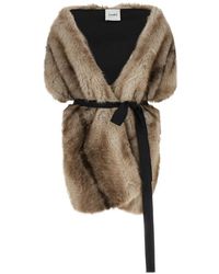 Nude - Ribbon-Belt Faux-Fur Stole - Lyst