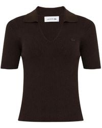 Lacoste - Ribbed-Knit V-Neck T-Shirt - Lyst