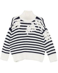 ERMANNO FIRENZE - Floral-Appliqué Striped Sweater - Lyst