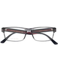 Gucci - Web Detail Rectangular-Frame Glasses - Lyst