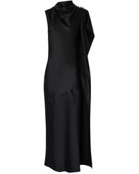 Pinko - Long, One-Shoulder Satin Dress - Lyst