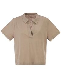 Majestic Filatures - Cropped V-Neck Polo Shirt - Lyst