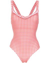 Amir Slama Geruite Badpak - Rood