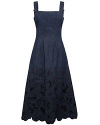 Veronica Beard - Floral-Embroidery Midi Dress - Lyst