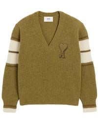 Ami Paris - Ami De Coeur V-Neck Sweater - Lyst