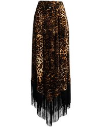 Roberto Cavalli - Fringed Leopard-print Maxi Skirt - Lyst
