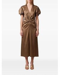 SUTTON NEW YORK - Draped Satin-Finish Midi Dress - Lyst