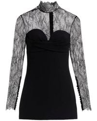 Elie Saab - Lace-Panelled High-Neck Mini Dress - Lyst