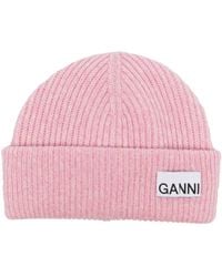 Ganni - Ribgebreide Muts - Lyst