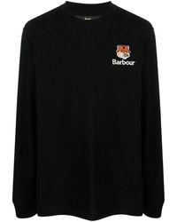 Barbour - X Maison Kitsuné Logo-embroidered Cotton Sweatshirt - Lyst