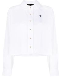 Maje - Logo-print Cropped Cotton Shirt - Lyst