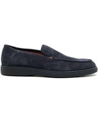 Santoni - Suede Round-Toe Loafers - Lyst