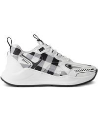 Burberry - Sneakers in tessuto check e pelle - Lyst