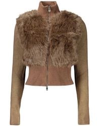 Desigual - Faux-Fur Trim Ribbed Sweater - Lyst