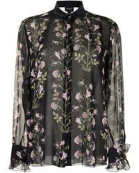 Giambattista Valli Floral-print Semi-sheer Shirt - Black