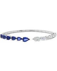 Jewels Aficionado - 18K Diamond And Sapphire Cuff Bracelet - Lyst