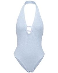 Hunza G - Adriana Beaded Crinkle Swimsuit - Lyst