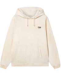 Golden Goose - Star Hooded Sweater Van Wit Katoen Met Logo-Print - Lyst